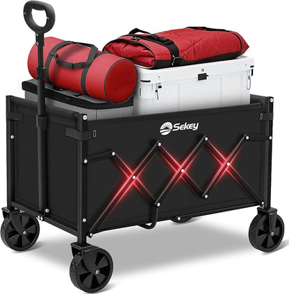 Sekey Wagon Cart with Wheels with 220LBS Capacity, Heavy Duty Wagon Carts by Sekey