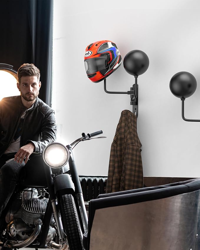 Helmet Hanger Wall Mount 180° Swivel Helmet Holder - Image 6