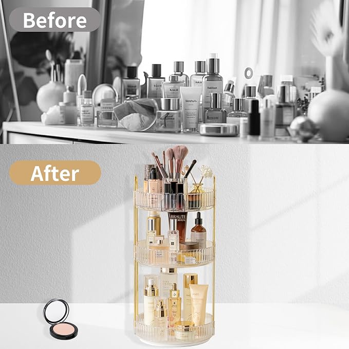 360 Rotating Makeup Organizer, 3 Tier Large Capacity Make Up Organizers and - Image 5