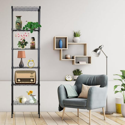 PayLessHere | 6-Tier Wire Shelf | 17"x12"x64" | Black | Adjustable Racks | - Image 2