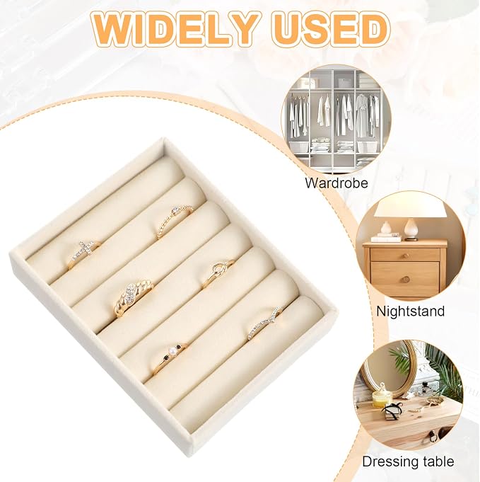3PCS Small Jewelry Tray Set Organizer Velvet Jewelry Organizer Tray Stackable - Image 6
