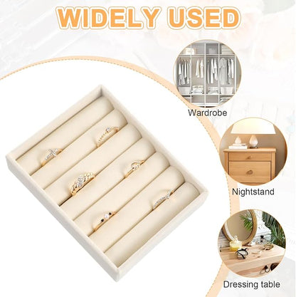 3PCS Small Jewelry Tray Set Organizer Velvet Jewelry Organizer Tray Stackable - Image 6
