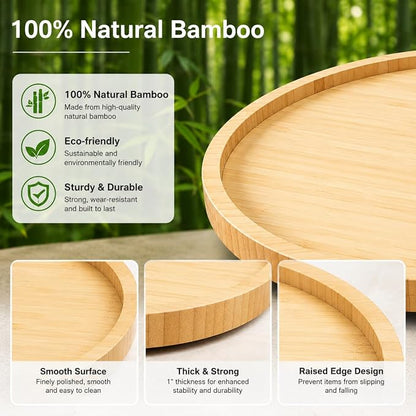 Bamboo Bathroom Organizer Countertop and Vanity Tray，Modern Turntable - Image 4