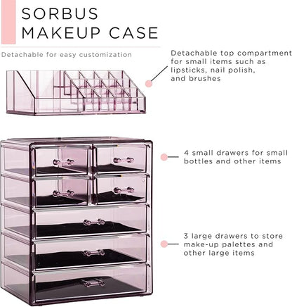 Sorbus Clear Cosmetic Makeup Organizer - Image 2