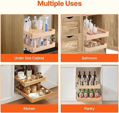 VEVOR 2 Tier Pull Out Cabinet Organizer, Soft Close Slide out Shelf, Heavy-Duty - Image 6