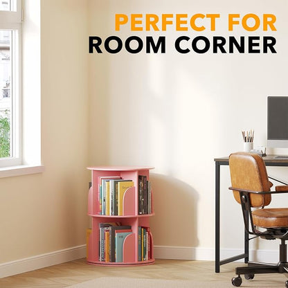 SpaceAid 2 Tier Rotating Bookshelf Tower, Spinning Bookcase Lazy Susan - Image 5