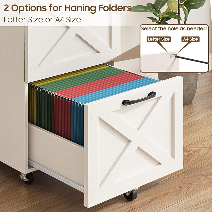 Halitaa 3 Drawers Tall Farmhouse File Cabinet - Image 4