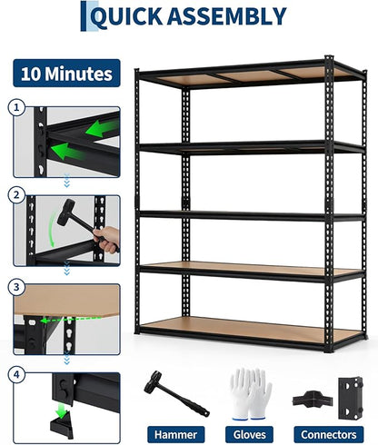 Garvee 3-Tier Storage Shelving Unit, 2500 lbs Load | Carbon Steel Utility - Image 6