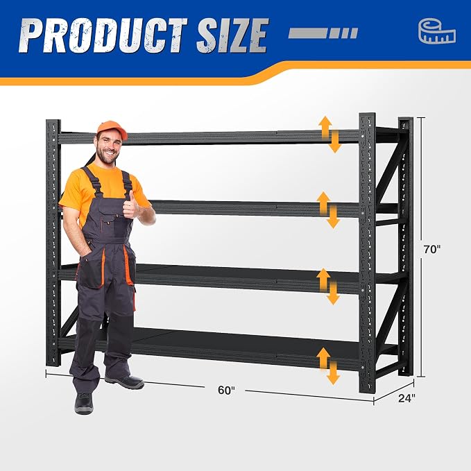 60" W Storage Shelves 5000lbs Garage Metal Shelving Heavy Duty Garage Shelves - Image 2
