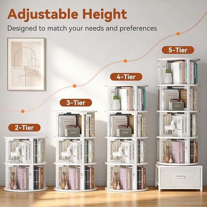 Housolution 5 Tier Rotating Bookshelf Tower - Image 3