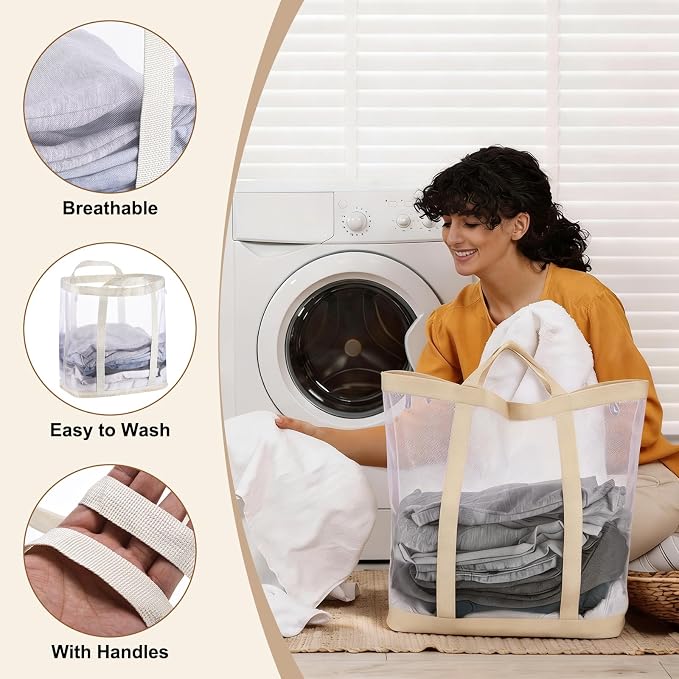 uxcell Collapsible Laundry Basket, Mesh Hamper - Image 6