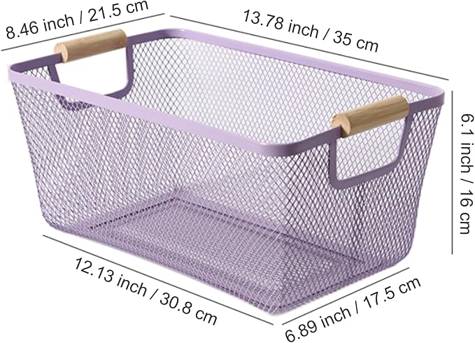 AJIODA Metal Mesh Steel Basket, Large Wire Storage Organizer Basket - Image 2