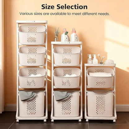 BAOKALER 4-Tier Laundry Hamper Sorter, Vertical Rolling Laundry Baskets - Image 7