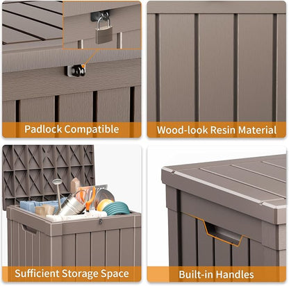 40 Gallon Resin Deck Box, Lockable Patio Outdoor Storage Box - Image 5