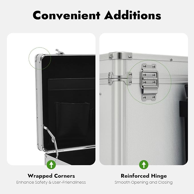 Locking Rolling File Box with Wheels, 19.2" L Portable Aluminum Alloy Storage - Image 6