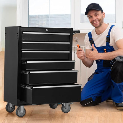 6-Drawer Rolling Tool Chest Cabinet, Large Capacity Metal Tool Box - Image 2