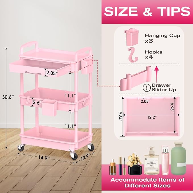 Goovilla Rolling Makeup Organizer Cart - Image 2