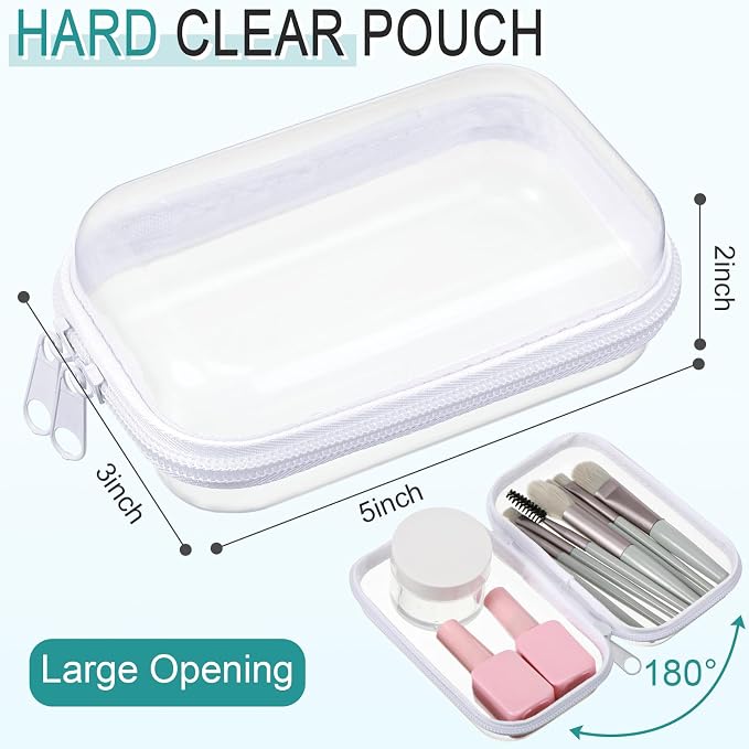 Sanwuta 6 Pcs Clear Hard Zipper Case Hard Plastic Zipper Pouches Transparent - Image 2