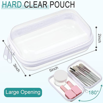 Sanwuta 6 Pcs Clear Hard Zipper Case Hard Plastic Zipper Pouches Transparent - Image 2