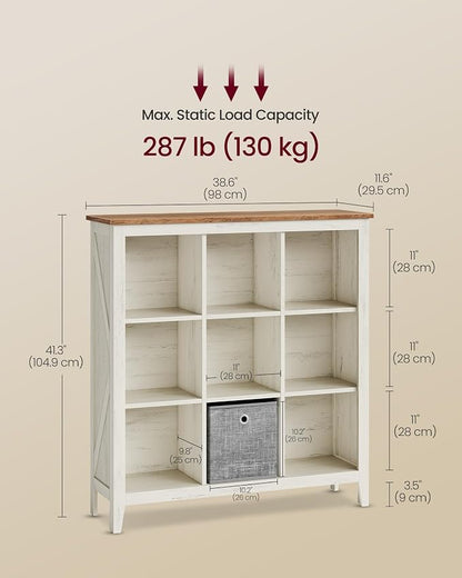 VASAGLE Liry Collection Farmhouse Bookcase, 9-Cube Storage Organizer - Image 6