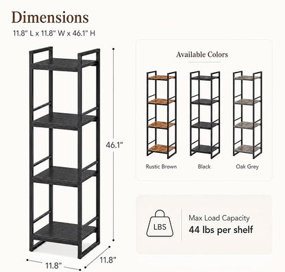 BYFU 4 Tier Bathroom Storage Open Shelf Black Metal Corner Storage Rack | 46.1" - Image 2
