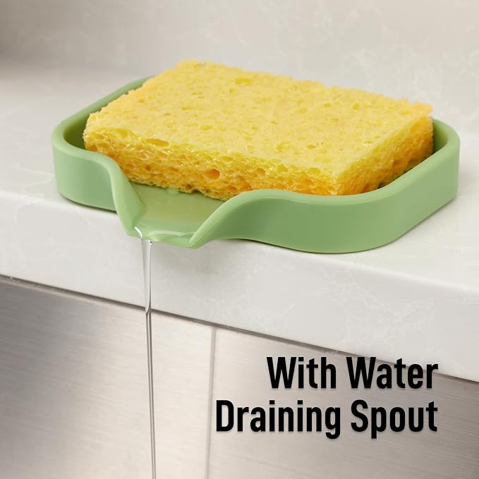 Zulay Kitchen Small Silicone Sponge Holder – Space-Saving Sink Organizer Tray - Image 8