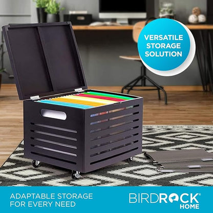 BIRDROCK HOME Bamboo Rolling File Storage Organizer Box - Image 2