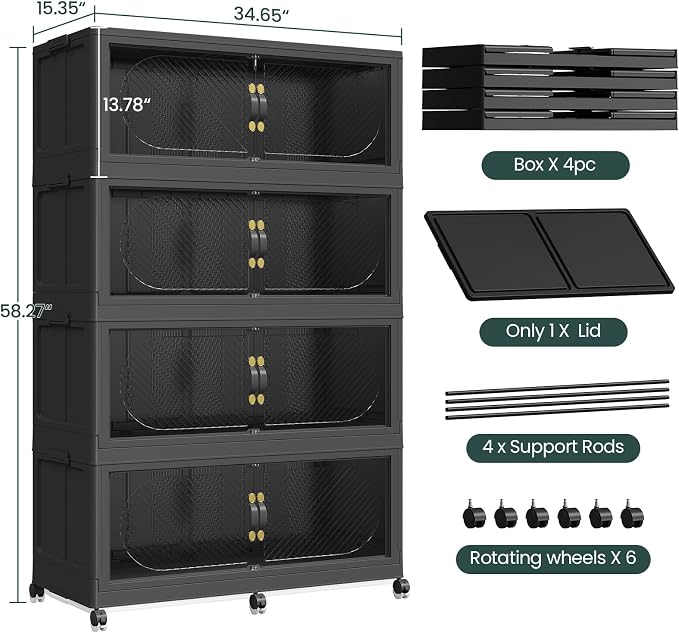 240Gal/960QT 4-Tiers Extra Large Stackable Storage Bins - Image 2
