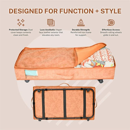 Premium Under Bed Storage with Wheels, Low Profile Rolling Storage Box in Vegan - Image 9