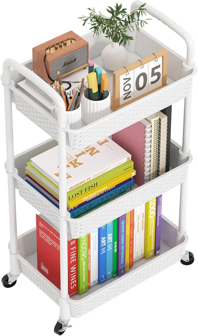 MOYIPIN 3-Tier Plastic Rolling Utility Cart by MOYIPIN