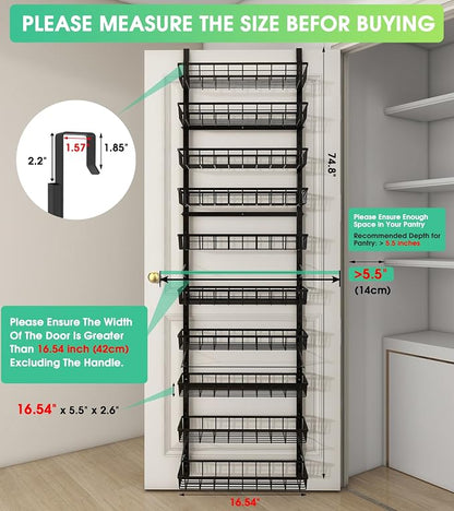 Mefirt 10-Tier Over The Door Pantry Organizer, 2 in 1 Wall Mount & Hanging | - Image 2