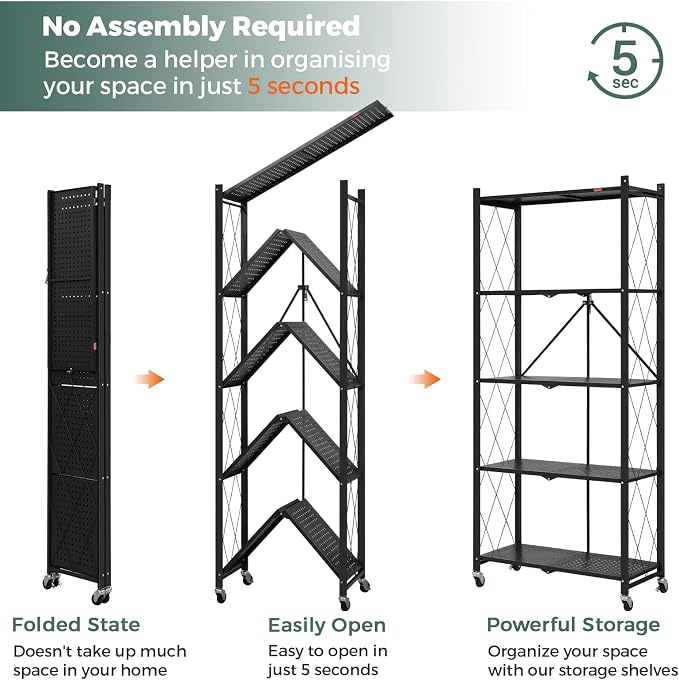 DEANIC 5 Tier Foldable Storage Shelves - Image 5