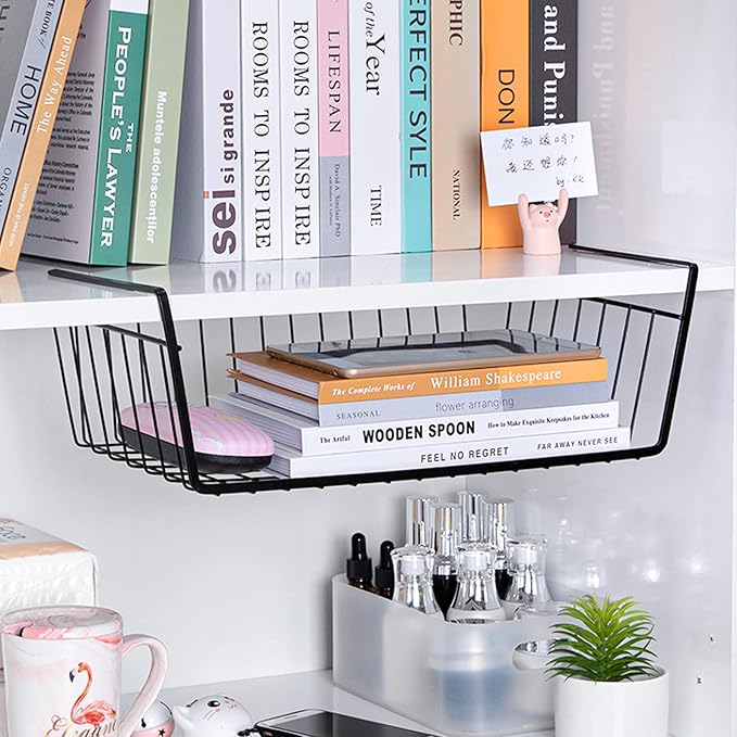 Undershelf Wire Storage Basket, Household Metal Hanging Bin Slides - Image 4