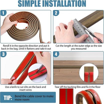 Floor Cord Covers for Wires 20FT Cable Hider Wire Cover Self Adhesive Cord - Image 5
