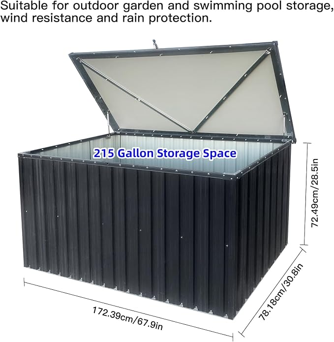 Outdoor Metal Storage Box, Lockable Weatherproof Deck Box, Heavy-Duty Terrace - Image 2
