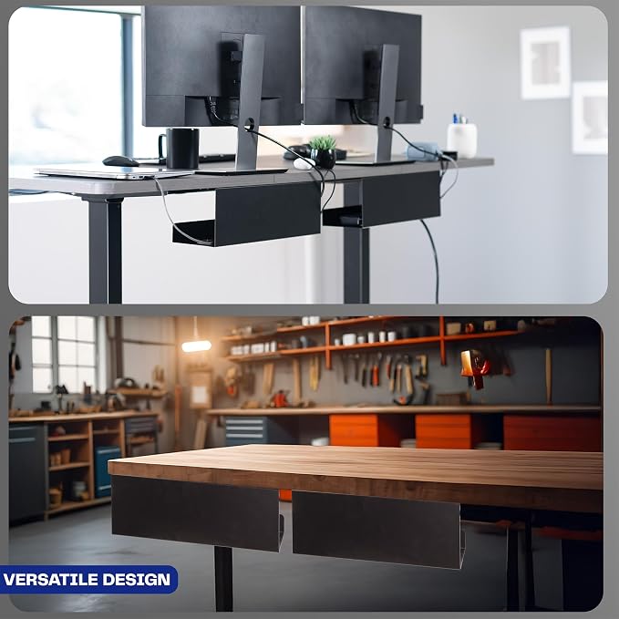 VIVO Under Desk 17 inch Extra Deep Cable Management Trays, Power Strip Holders - Image 7