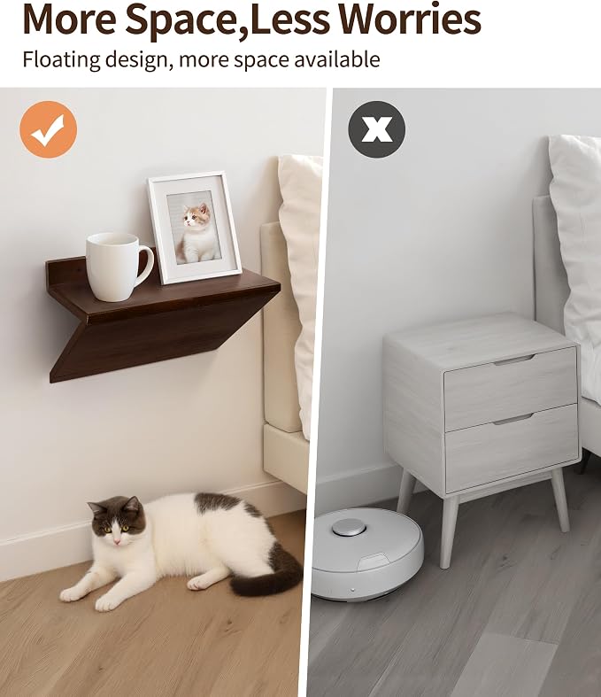 Modern Floating Nightstand Wooden Hanging Bedside Table - Image 5