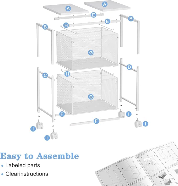 Sbanmao Letter/Legal Rolling File Cabinet, Rolling File Cart - Image 8