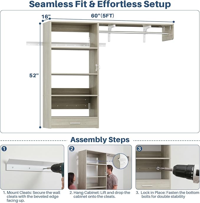 60" Wall Mounted Laundry Room Organization - Image 7