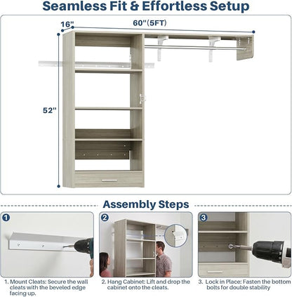 60" Wall Mounted Laundry Room Organization - Image 7