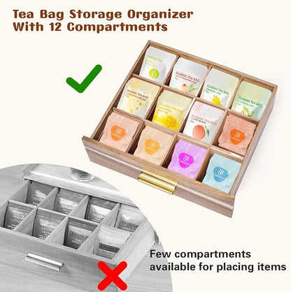 NANXITU Acacia Wood Tea Holder Organizer, Tea Box Organizer Storage Box - Image 4