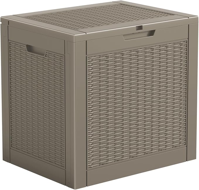 Resin Deck Box - 31 Gallon Lockable Outdoor Storage, Water-Resistant by GGYI