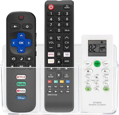 3 Slot Adjustable Remote Control Holder Wall Mount, TV Remote Box Hollow Bottom by BuyNow