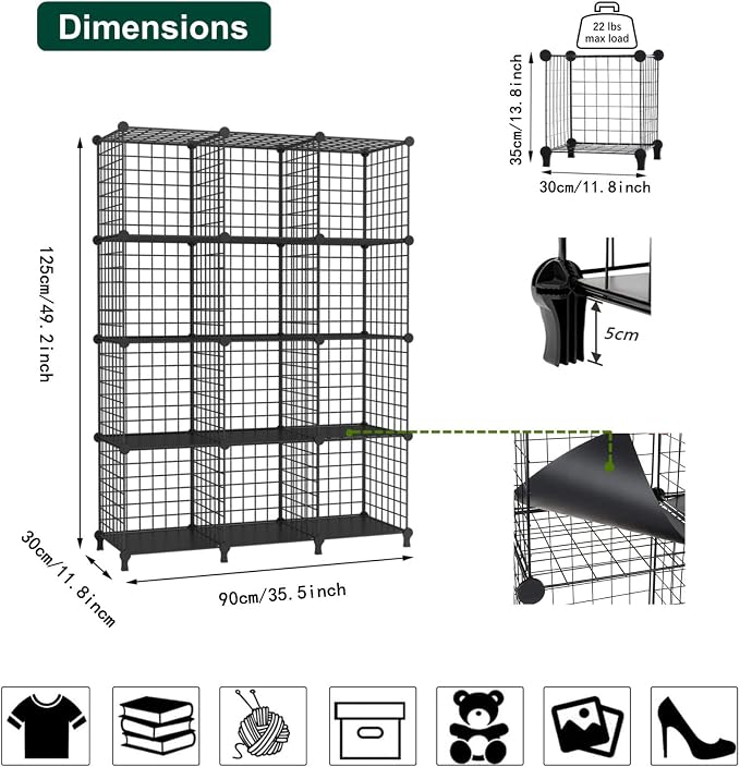 AWTATOS Wire Cube Storage Organizer, Closet Organizers and Storage, Metal 12 - Image 3