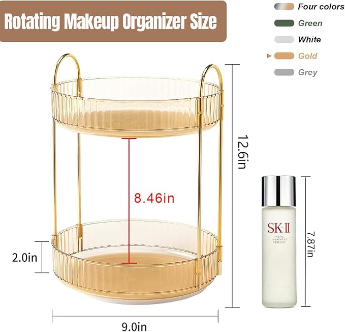 360 Rotating Makeup Organizer for Vanity, Bathroom Countertop Spinning Perfume - Image 4