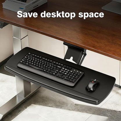 Keyboard Tray Under Desk with Storage Drawer, Height Adjustable Keyboard Tray - Image 2