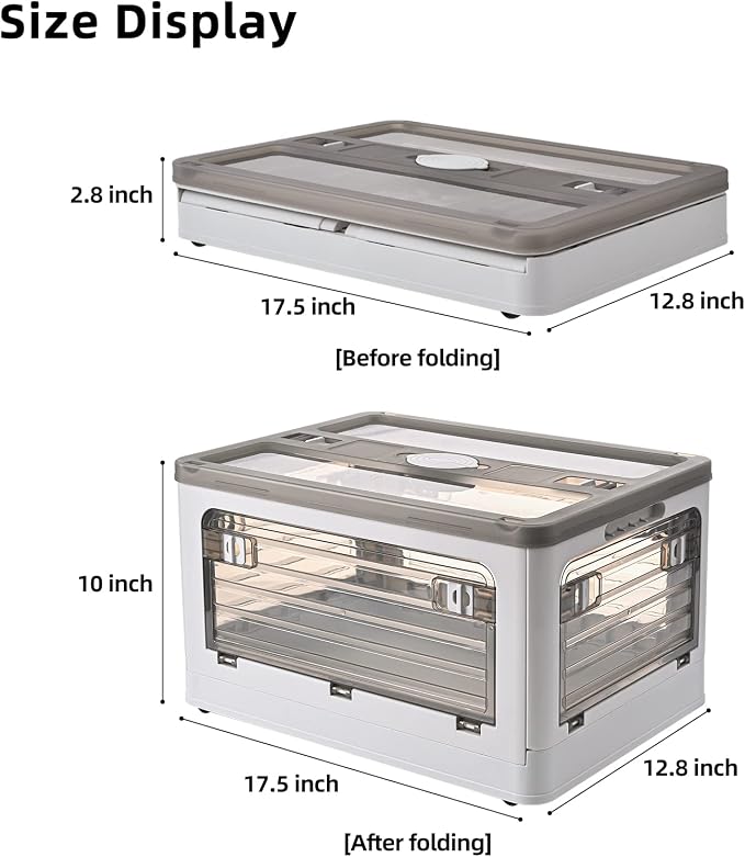 32Qt Plastic Storage Bins With Lid, Collapsible With Wheels, 4 Doors, Stackable - Image 2