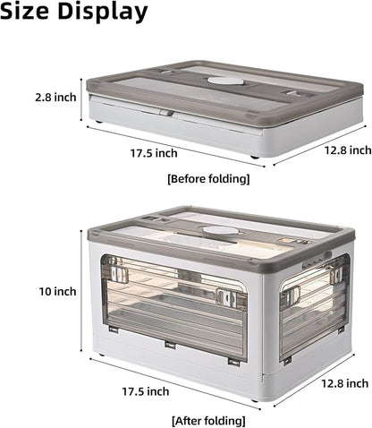 32Qt Plastic Storage Bins With Lid, Collapsible With Wheels, 4 Doors, Stackable - Image 2