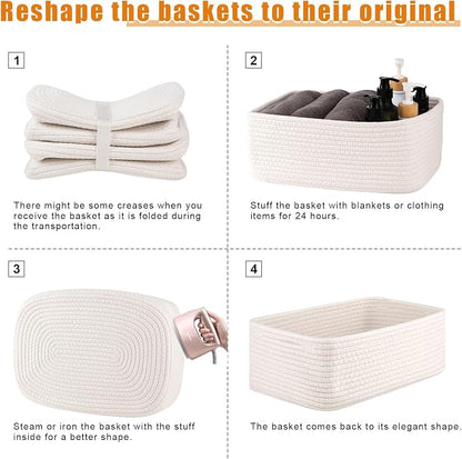 OIAHOMY 4 Pack Storage Baskets for Organizing, Small Bins for Shelves, Cute - Image 7