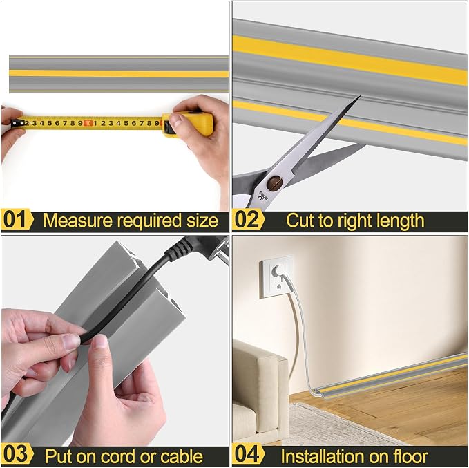 MYFAMIREA 20FT Floor Cord Cover Heavy Duty Cable Cover Protector 3 Channels - Image 5
